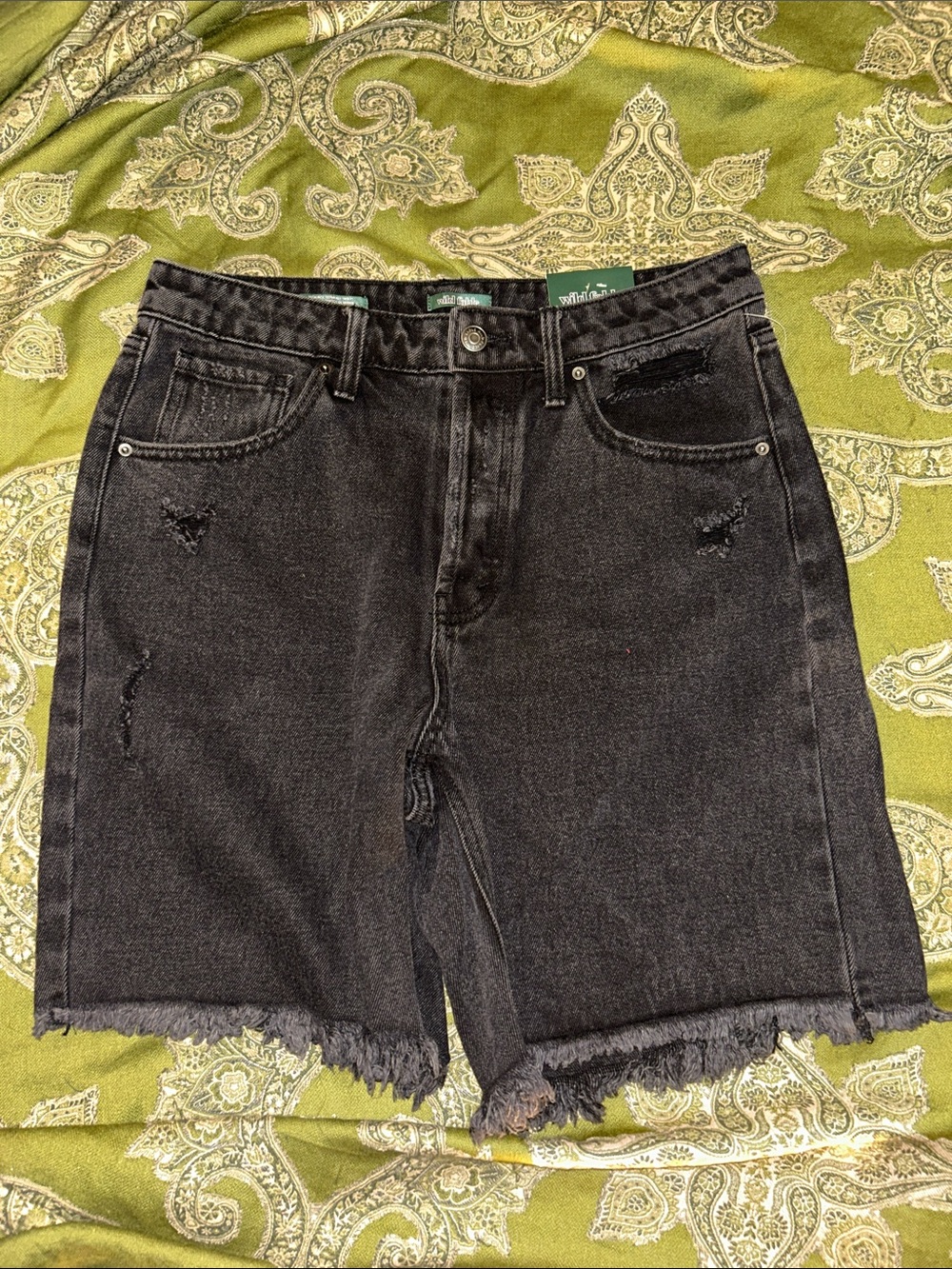 wild fable Black Distressed High-Rise Jean Shorts